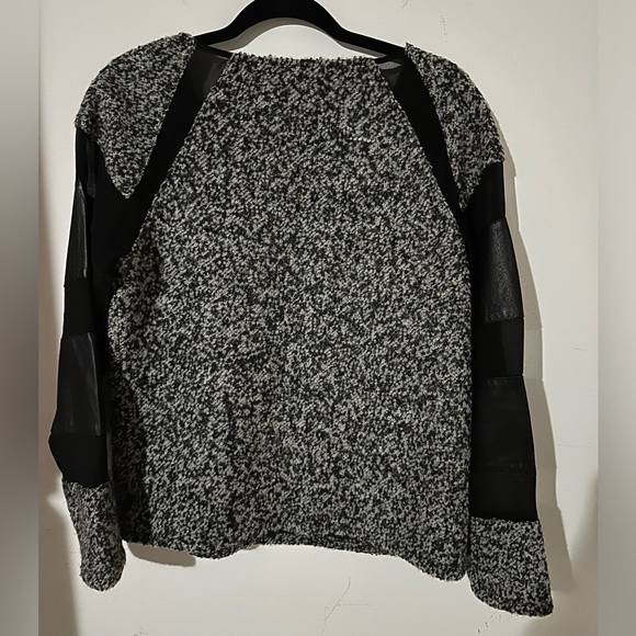 Nasty Gal Black and Gray Contrast Sweater Wool and Pigs Leather - Picture 2 of 6